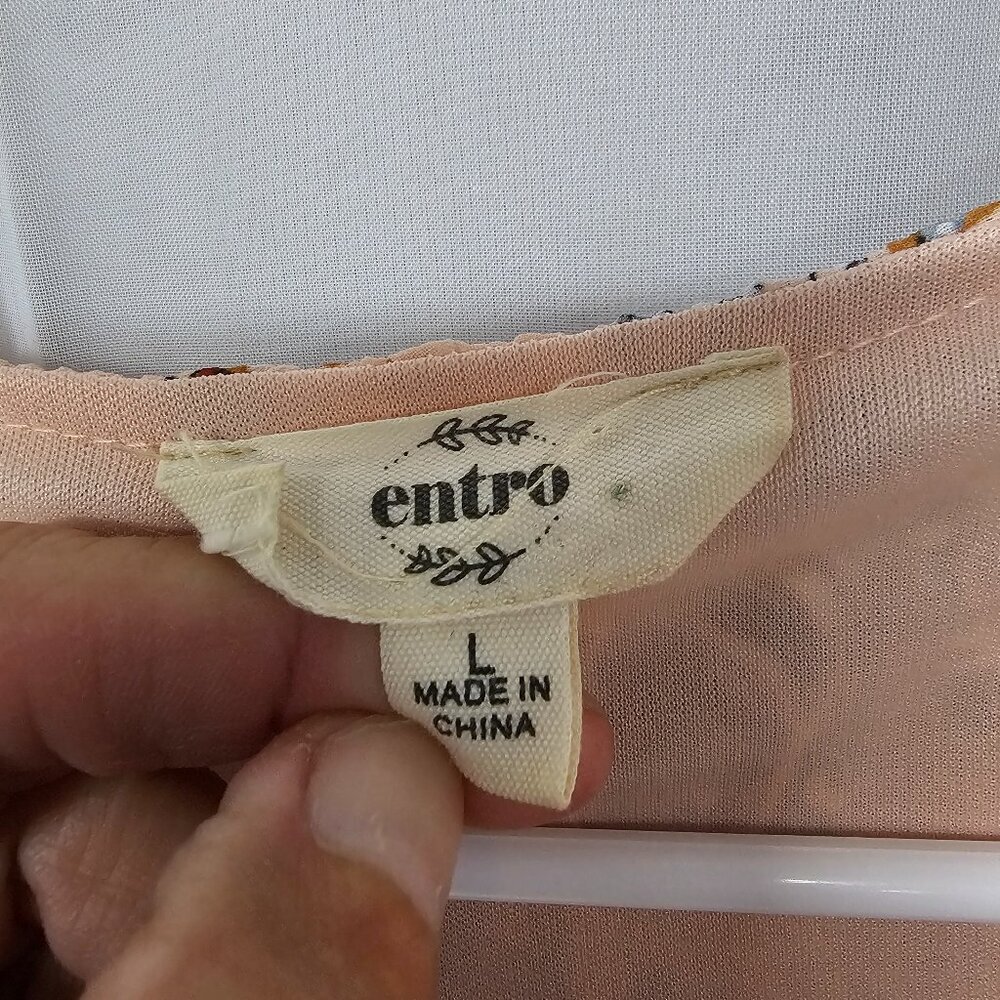 Entro Dress Pink Fairy Peasant Festival Floral Cottage L - Picture 11 of 14